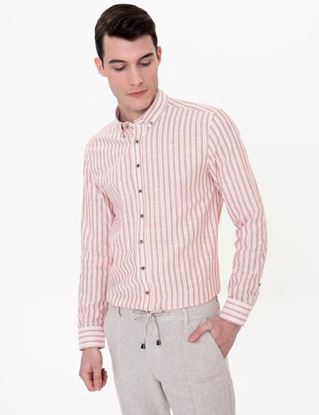 Açık Kahverengi Slim Fit Uzun Kollu Gömlek - 50250522007