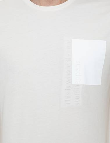 Ekru Slim Fit Bisiklet Yaka Tişört