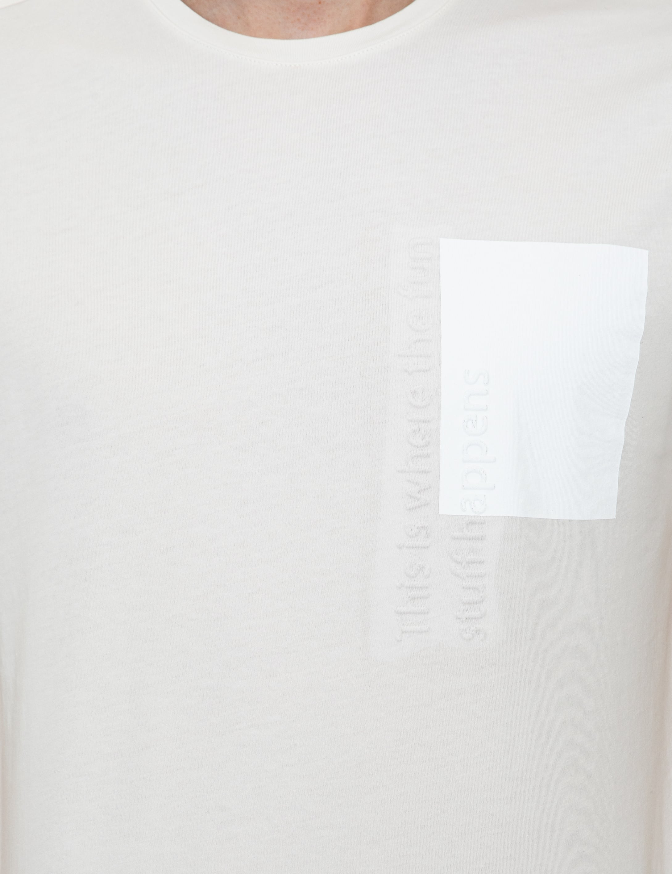 Ekru Slim Fit Bisiklet Yaka Tişört - Image 6