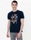 Lacivert Slim Fit Baskılı Bisiklet Yaka Tişört