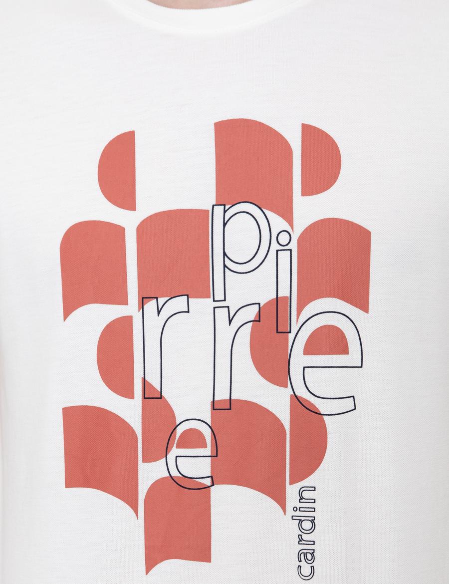 Ekru Slim Fit Bisiklet Yaka Tişört