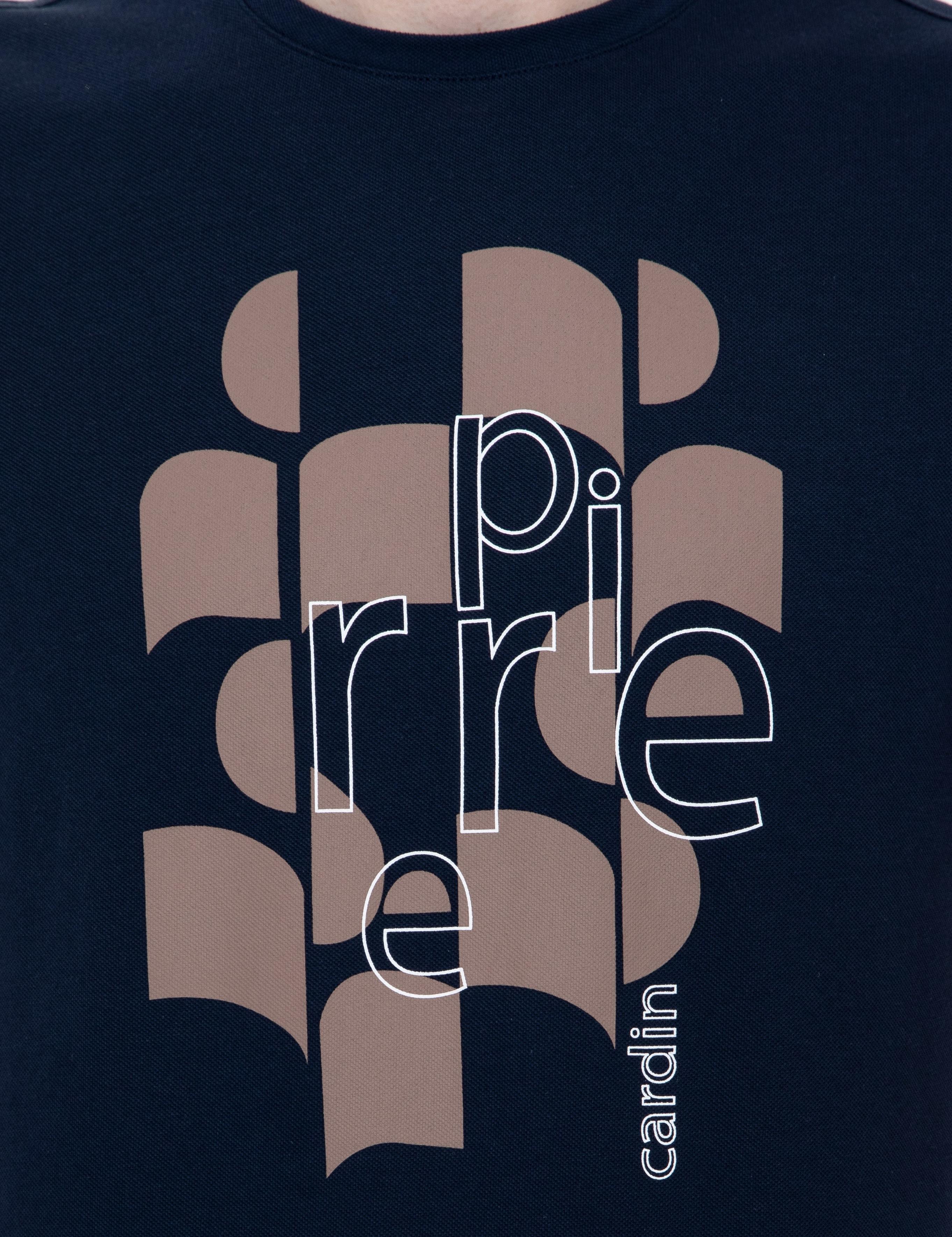 Lacivert Slim Fit Baskılı Bisiklet Yaka Tişört