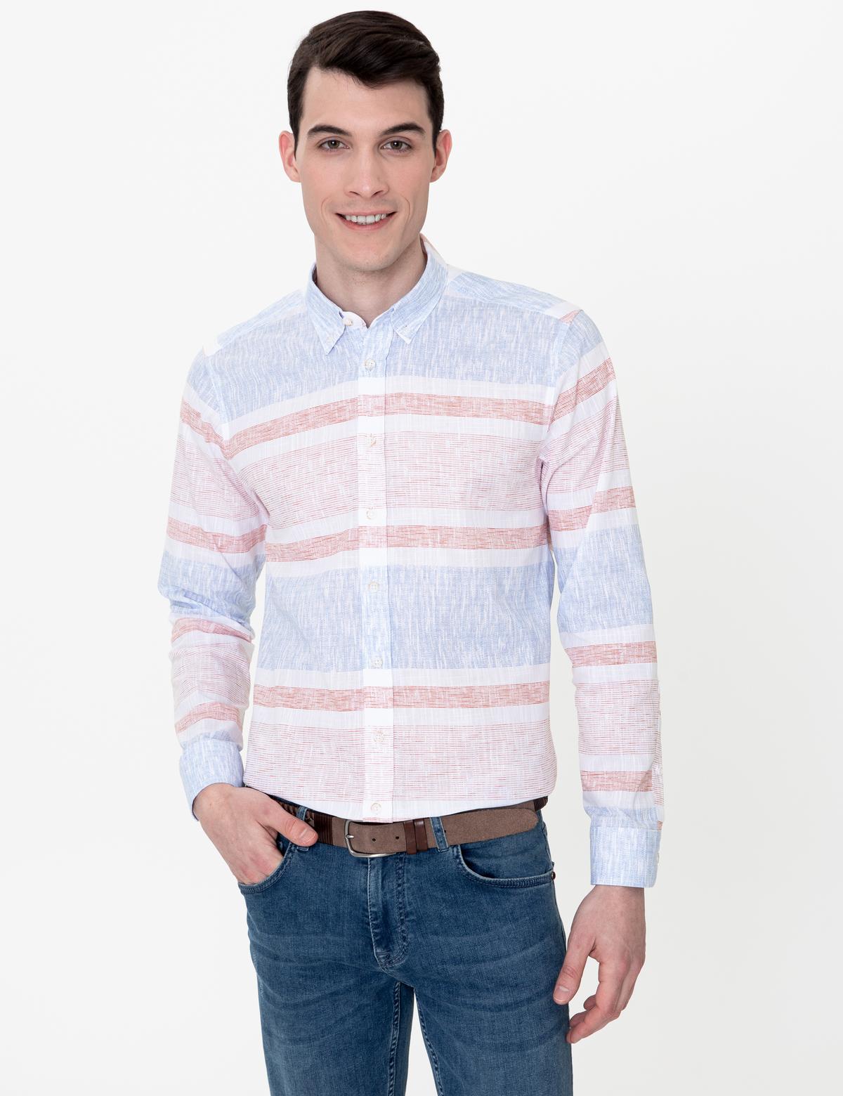 Turuncu Slim Fit Uzun Kollu Gömlek - 50249758001