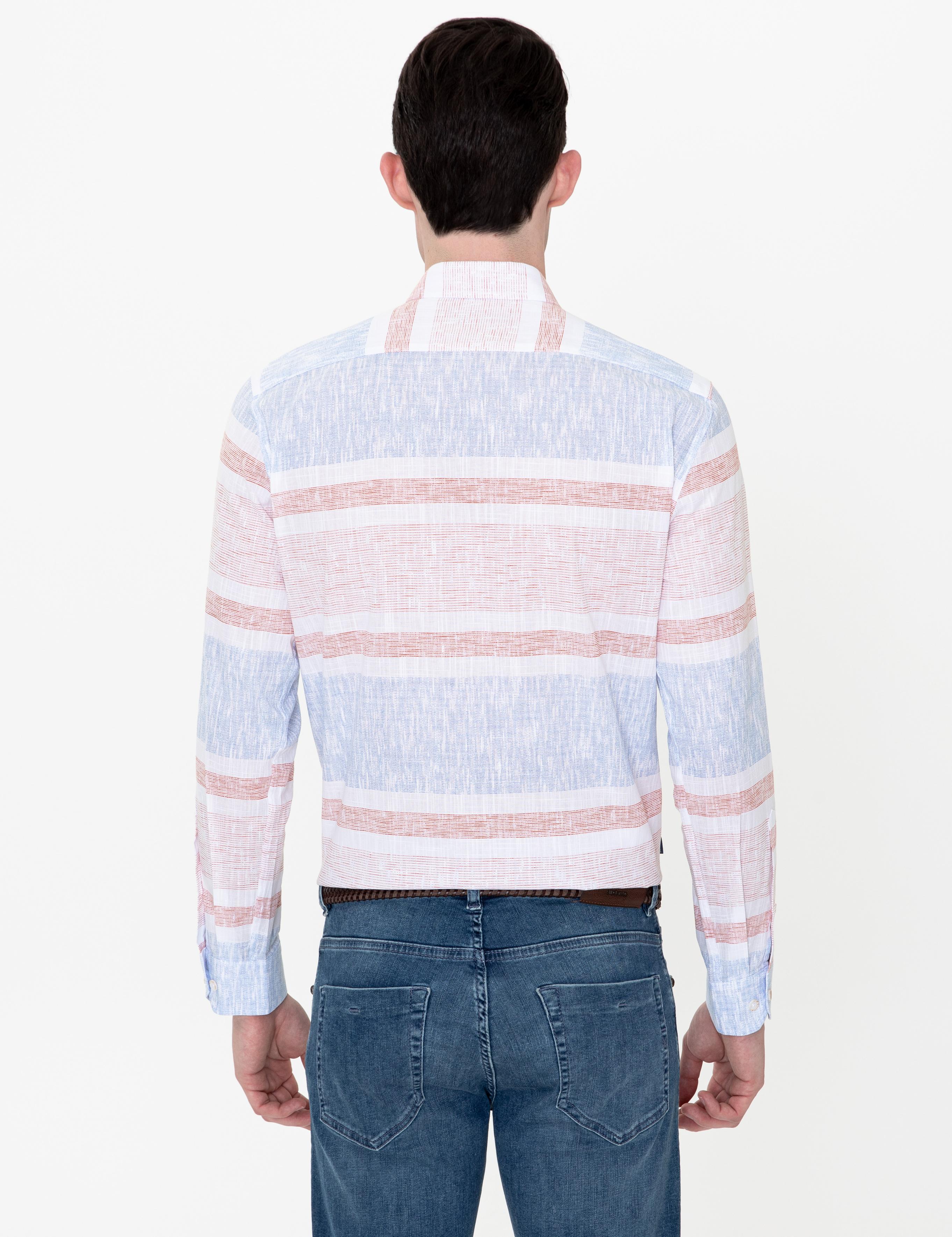 Turuncu Slim Fit Uzun Kollu Gömlek