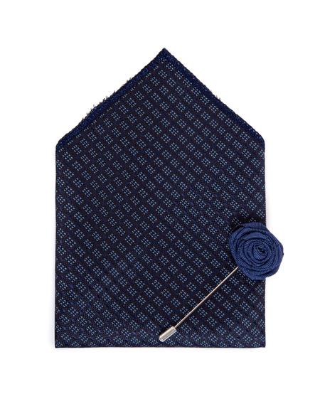 Lacivert 3'lü Kravat Mendil Set - 50252878002