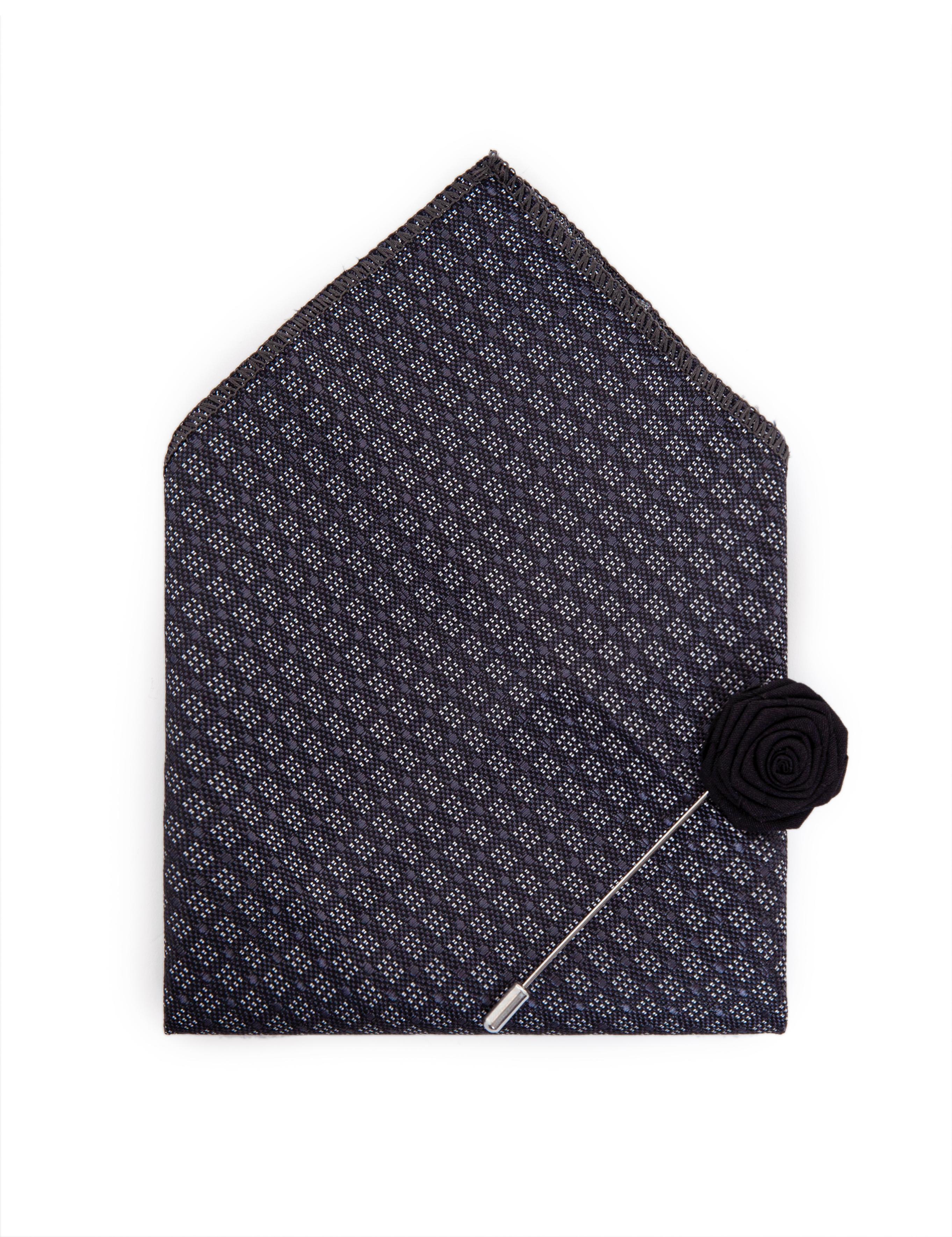 Siyah 3'lü Kravat Mendil Set