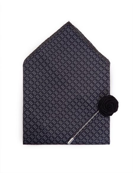 Siyah 3'lü Kravat Mendil Set - 50252878001