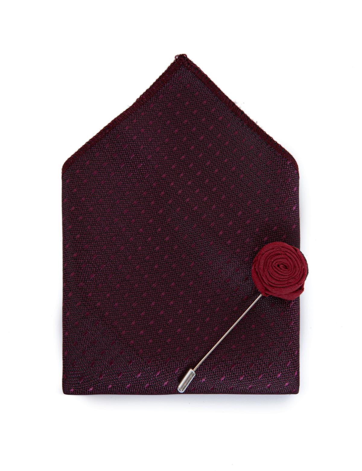 Bordo 3'lü Kravat Mendil Set - 50252878003