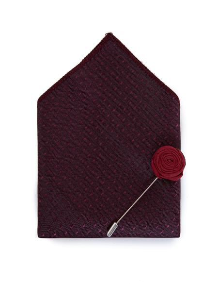 Bordo 3'lü Kravat Mendil Set - 50252878003