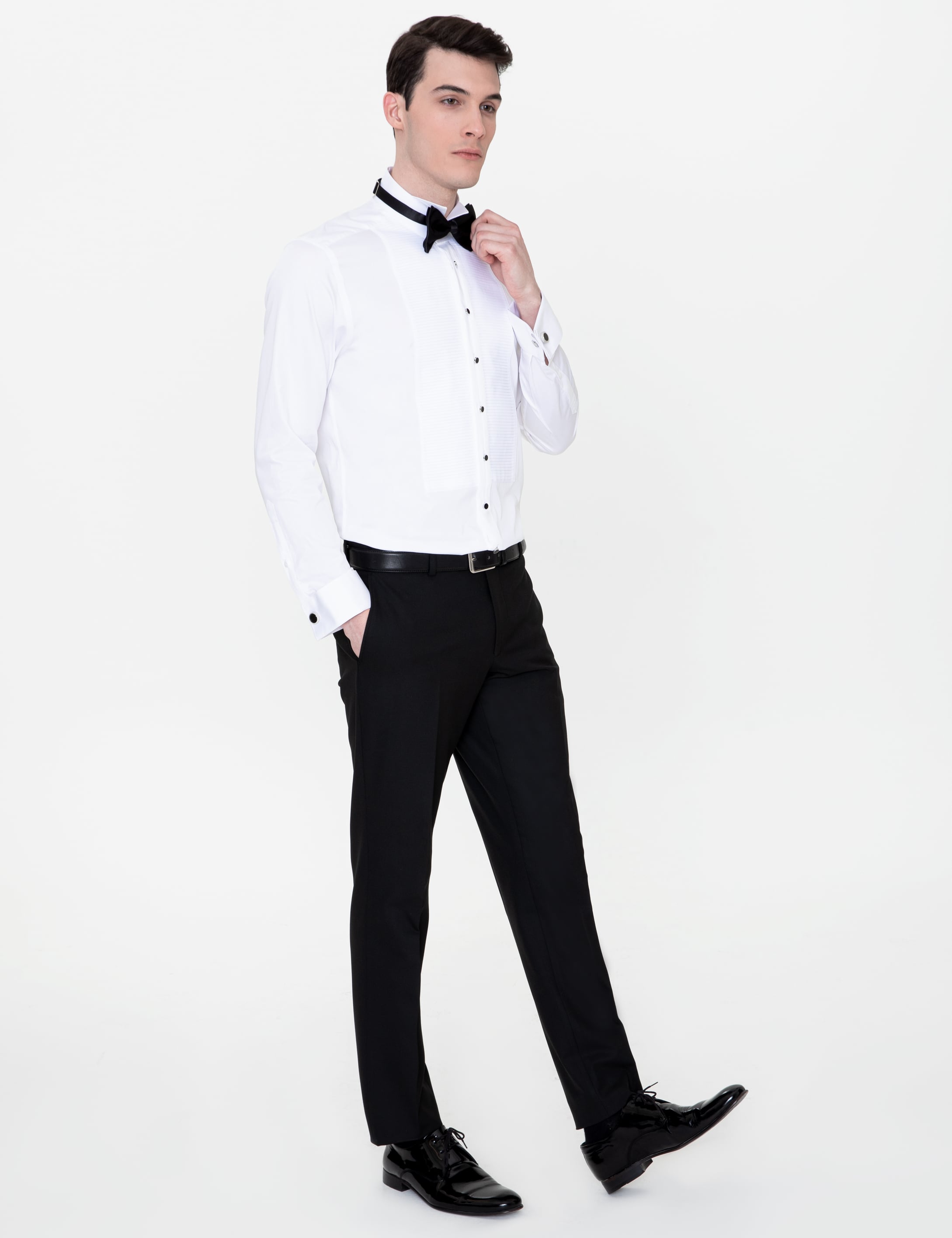 Beyaz Slim Fit Smokin Gömlek