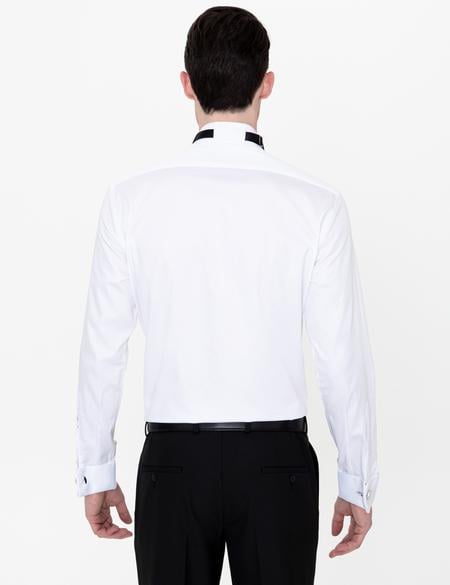 Beyaz Slim Fit Smokin Gömlek - 50246036002