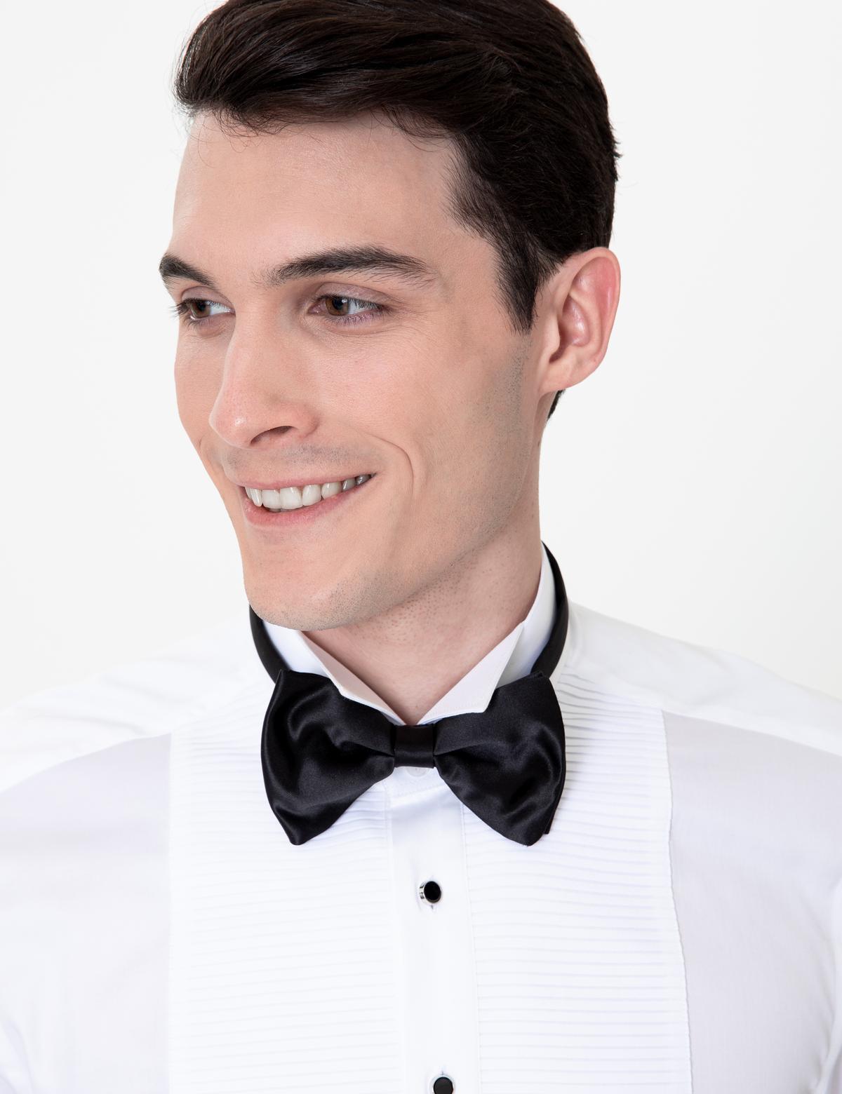 Beyaz Slim Fit Smokin Gömlek - 50246036002