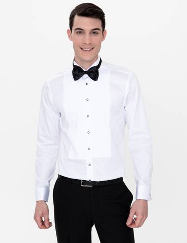 Beyaz Slim Fit Smokin Gömlek