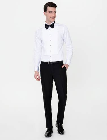 Beyaz Slim Fit Smokin Gömlek