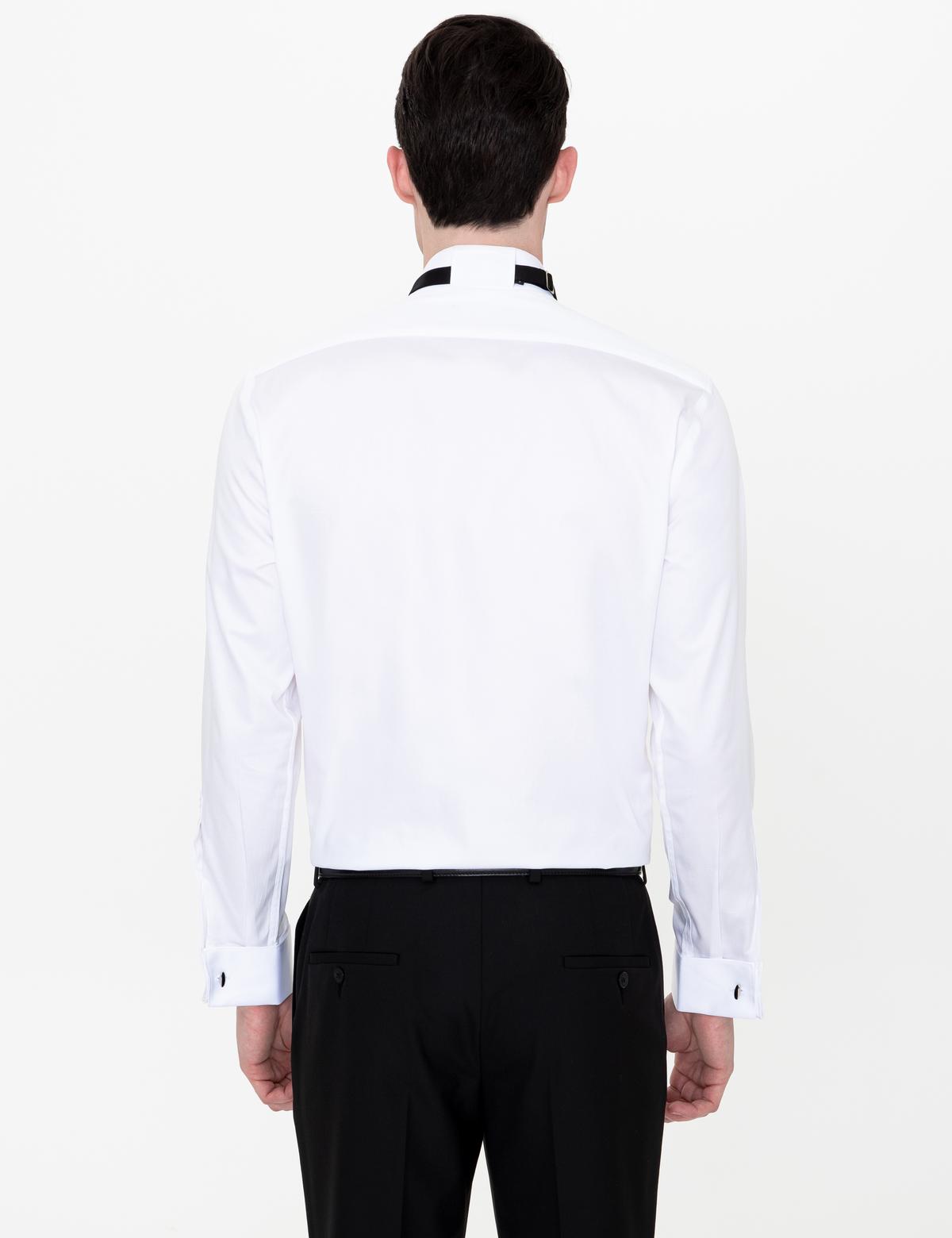 Beyaz Slim Fit Smokin Gömlek - 50246035007