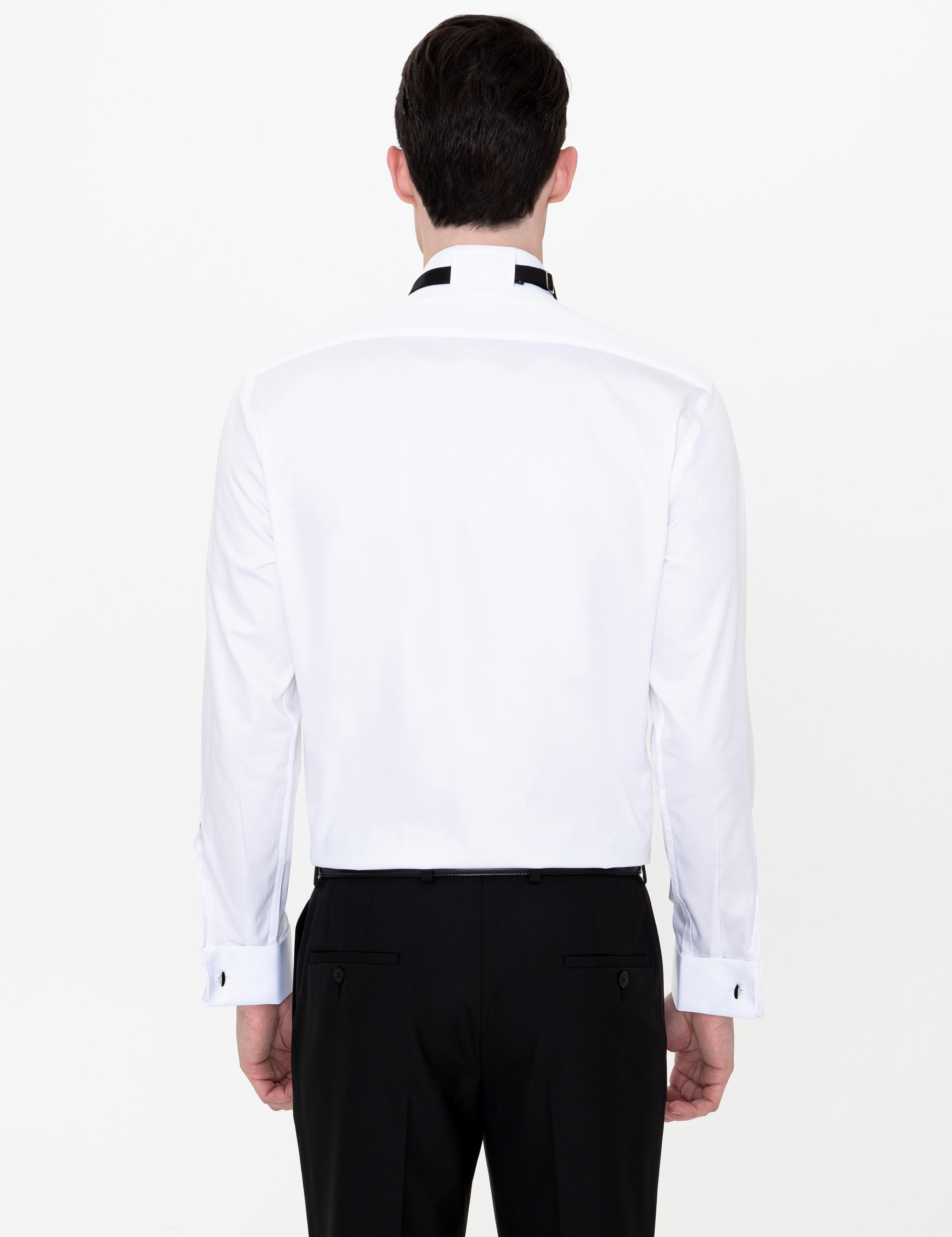 Beyaz Slim Fit Smokin Gömlek