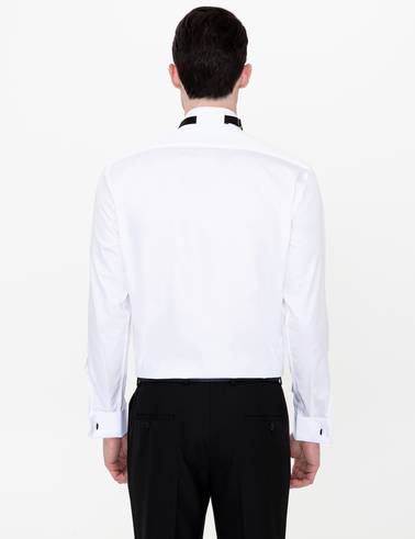 Beyaz Slim Fit Smokin Gömlek