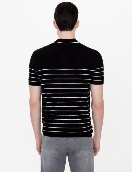 Siyah Slim Fit Polo Yaka Triko Tişört - 50249694007