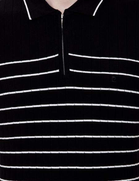 Siyah Slim Fit Polo Yaka Triko Tişört - 50249694007