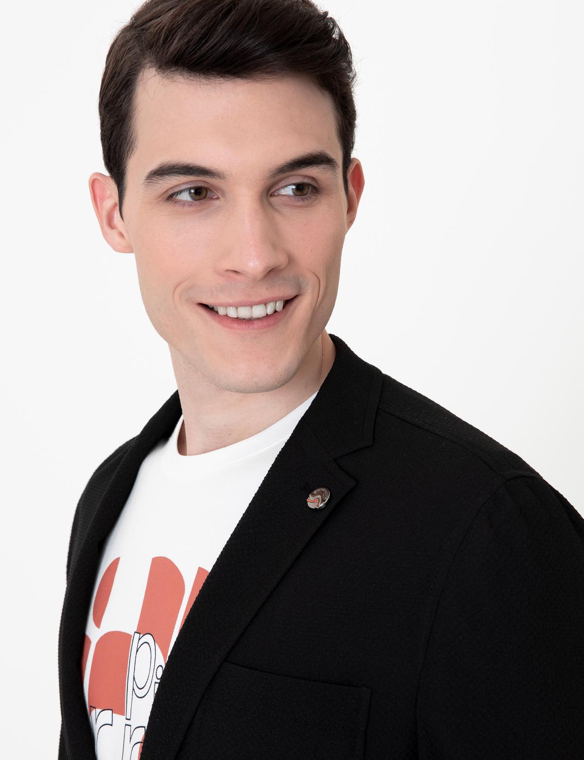 Siyah Ex. Slim Fit Ceket - 50247506056