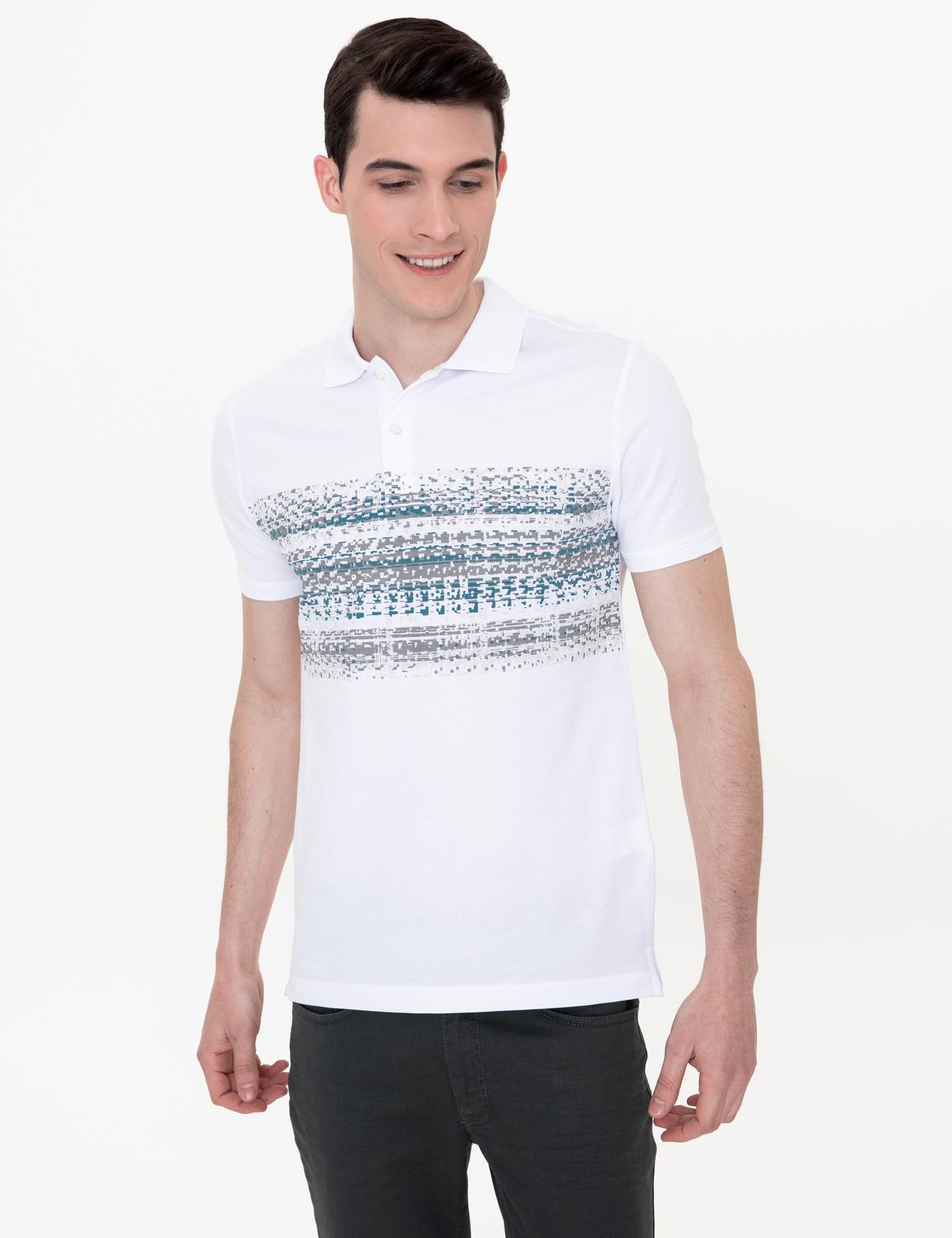 Beyaz Slim Fit Polo Yaka Tişört - 50249851004