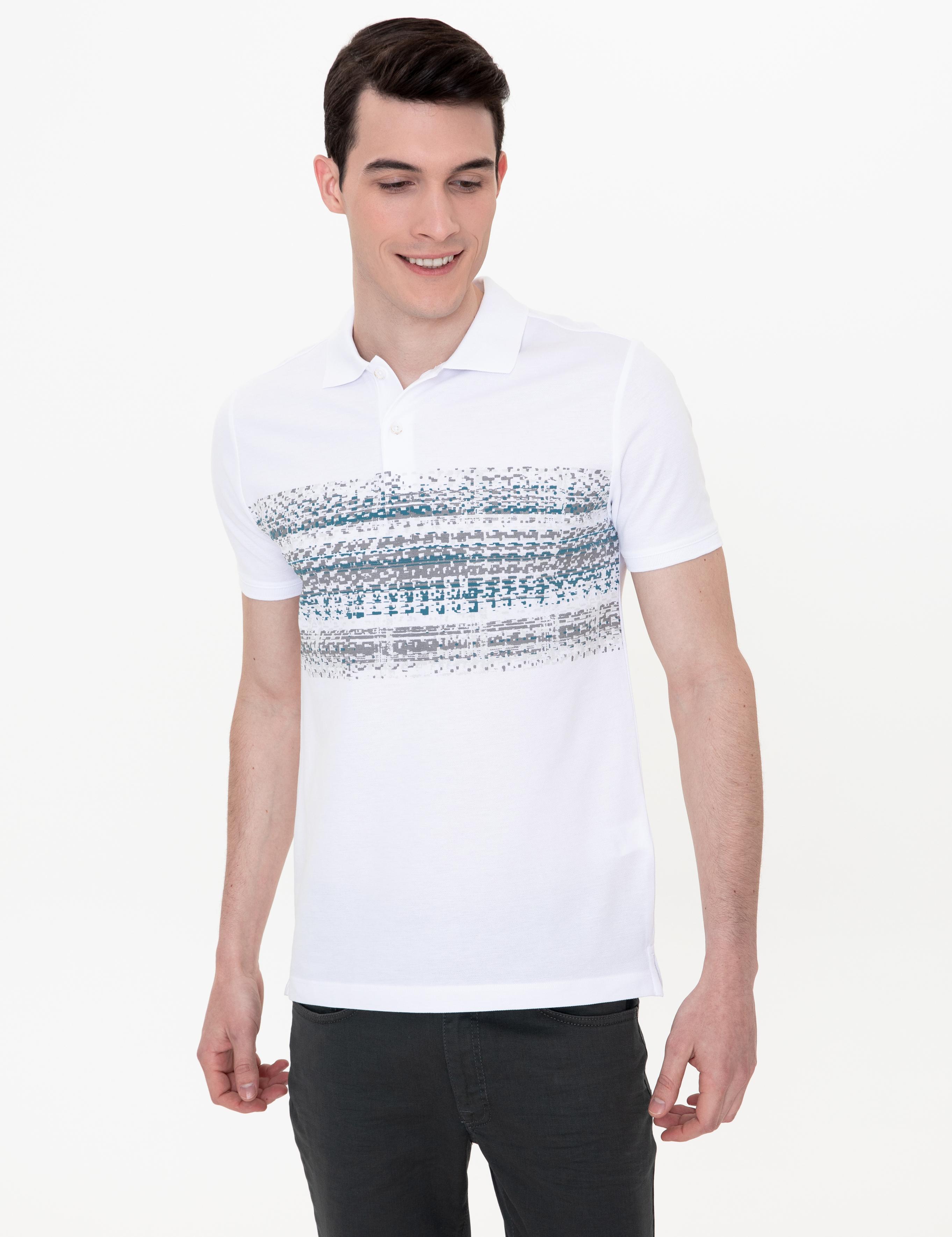 Beyaz Slim Fit Polo Yaka Tişört