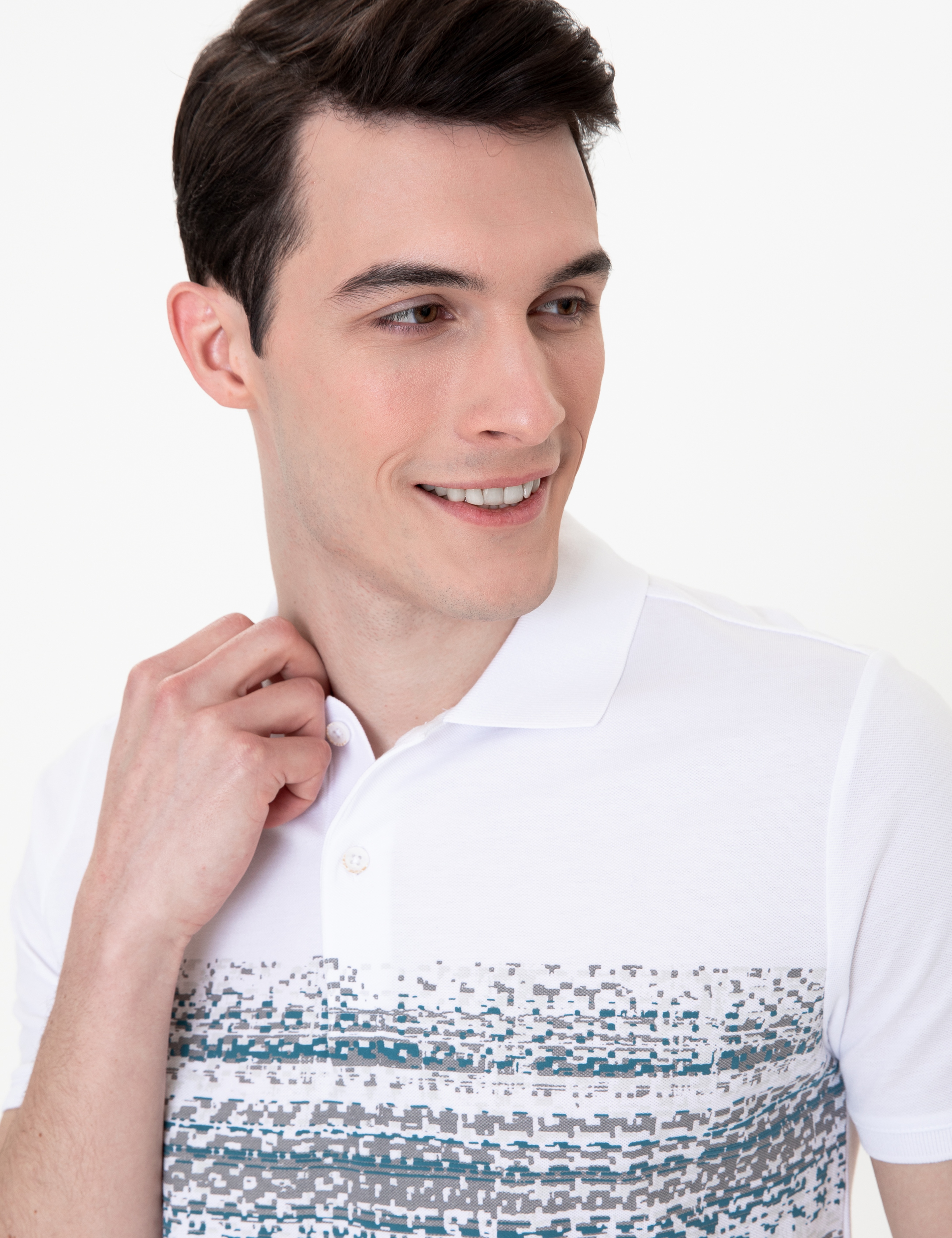 Beyaz Slim Fit Polo Yaka Tişört - Image 1