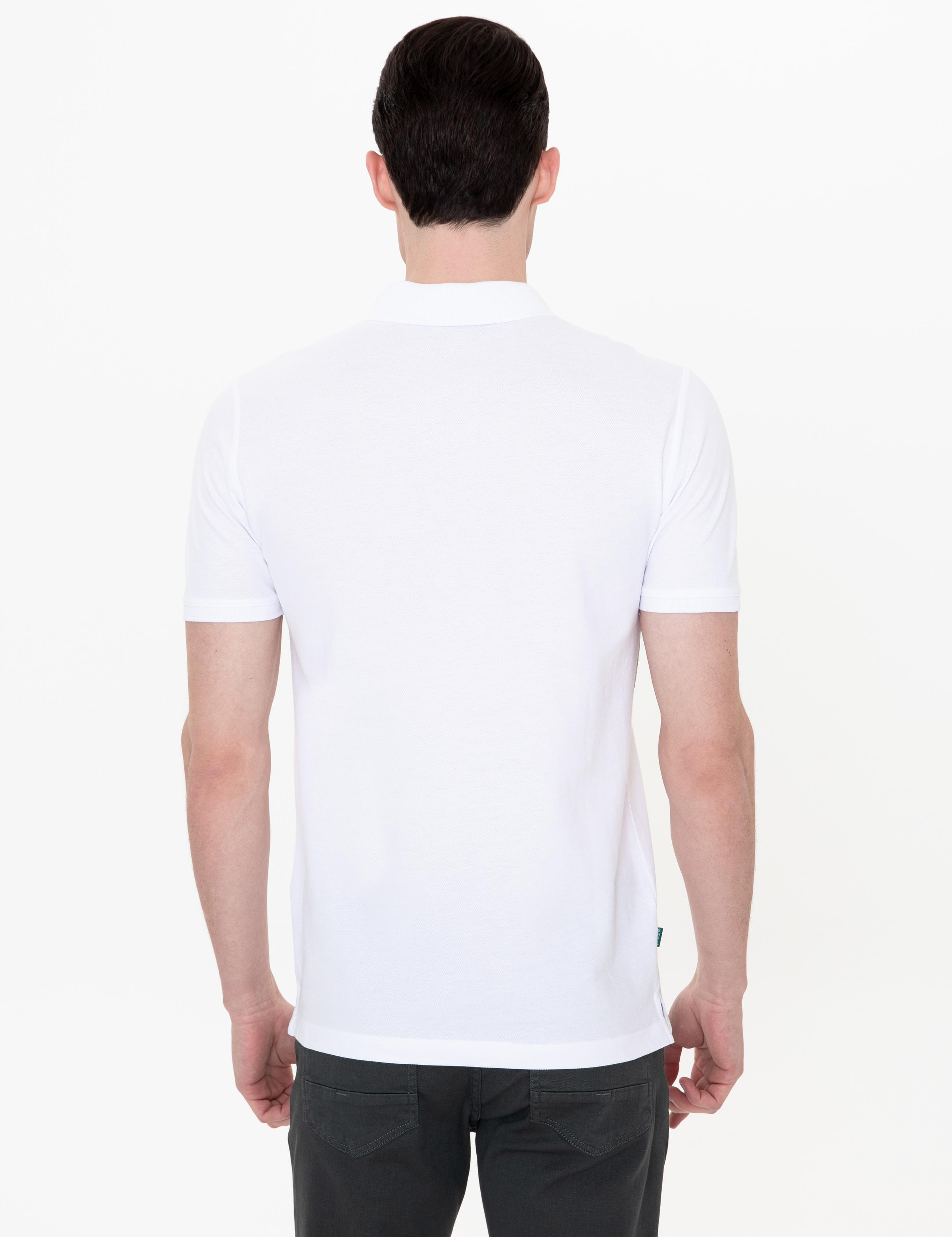 Beyaz Slim Fit Polo Yaka Tişört