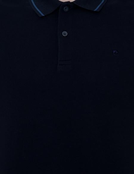 Koyu Lacivert Slim Fit Polo Yaka Basic Tişört - 50252448164