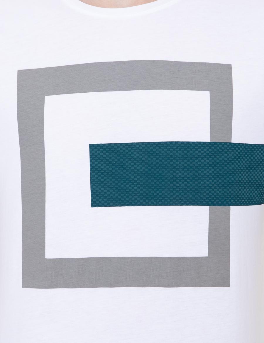 Beyaz Slim Fit Bisiklet Yaka Tişört