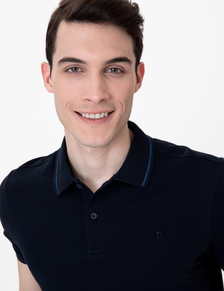 Koyu Lacivert Slim Fit Polo Yaka Basic Tişört - 50252448164