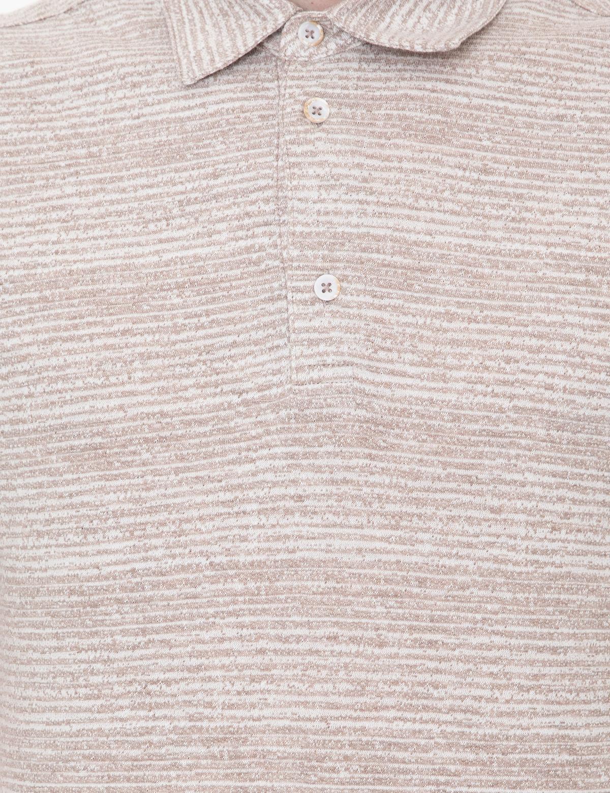 Bej Dokulu Slim Fit Polo Yaka Tişört - 50249821013