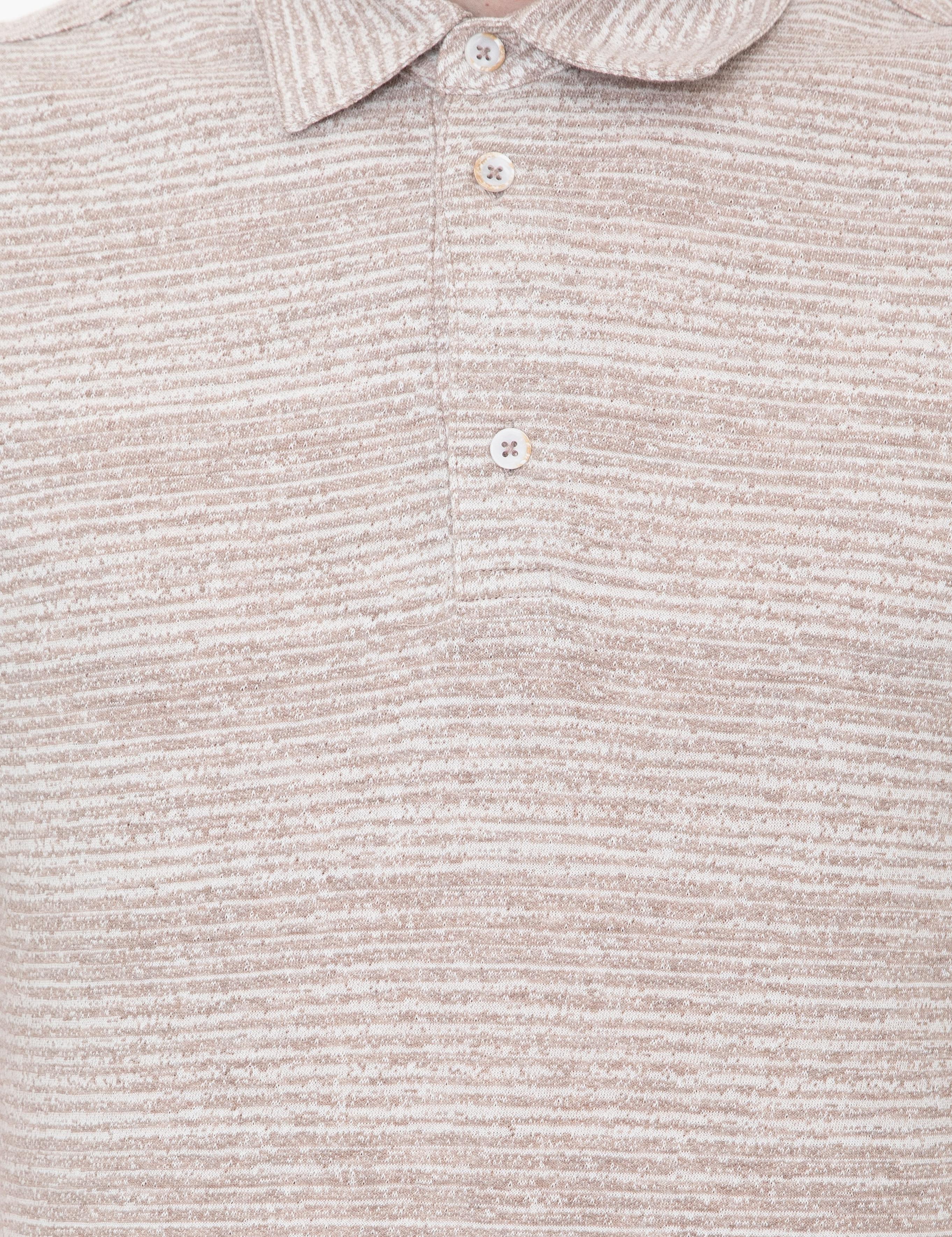 Bej Dokulu Slim Fit Polo Yaka Tişört