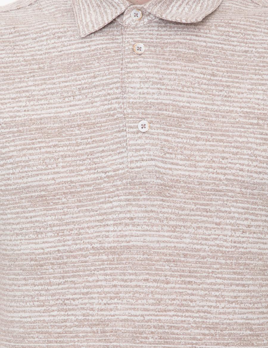 Bej Dokulu Slim Fit Polo Yaka Tişört