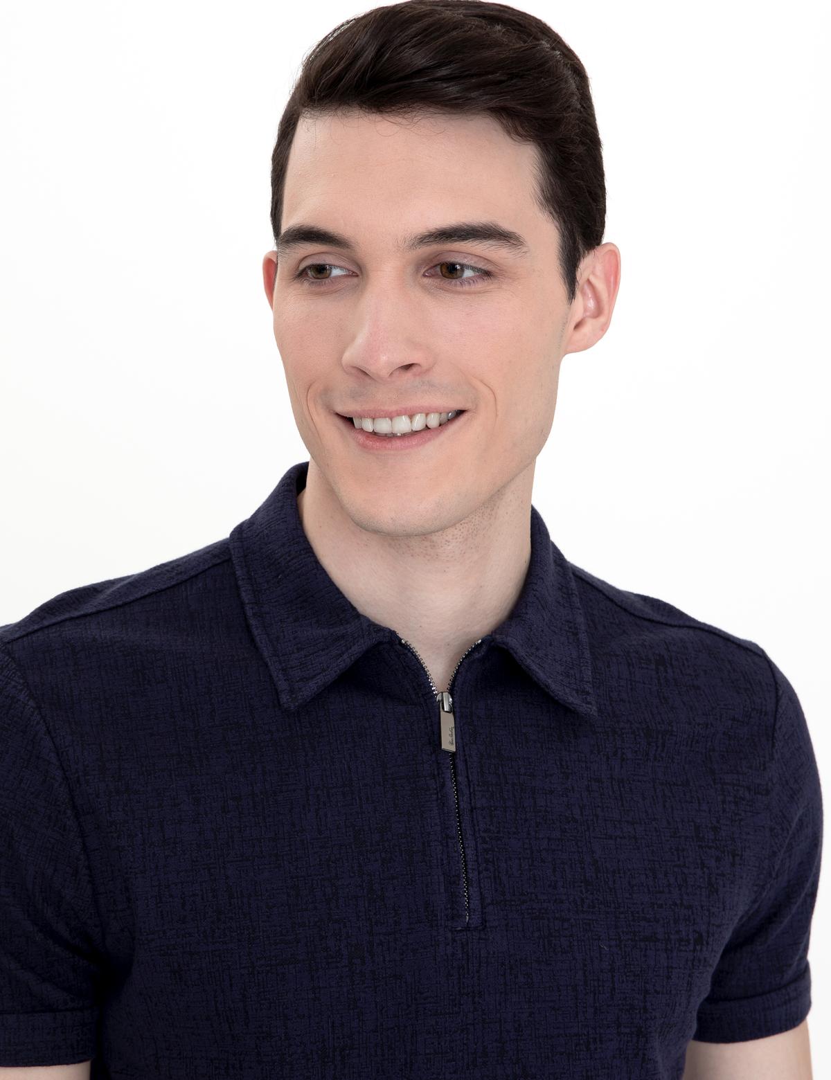 Lacivert Slim Fit Polo Yaka Tişört - 50251665019