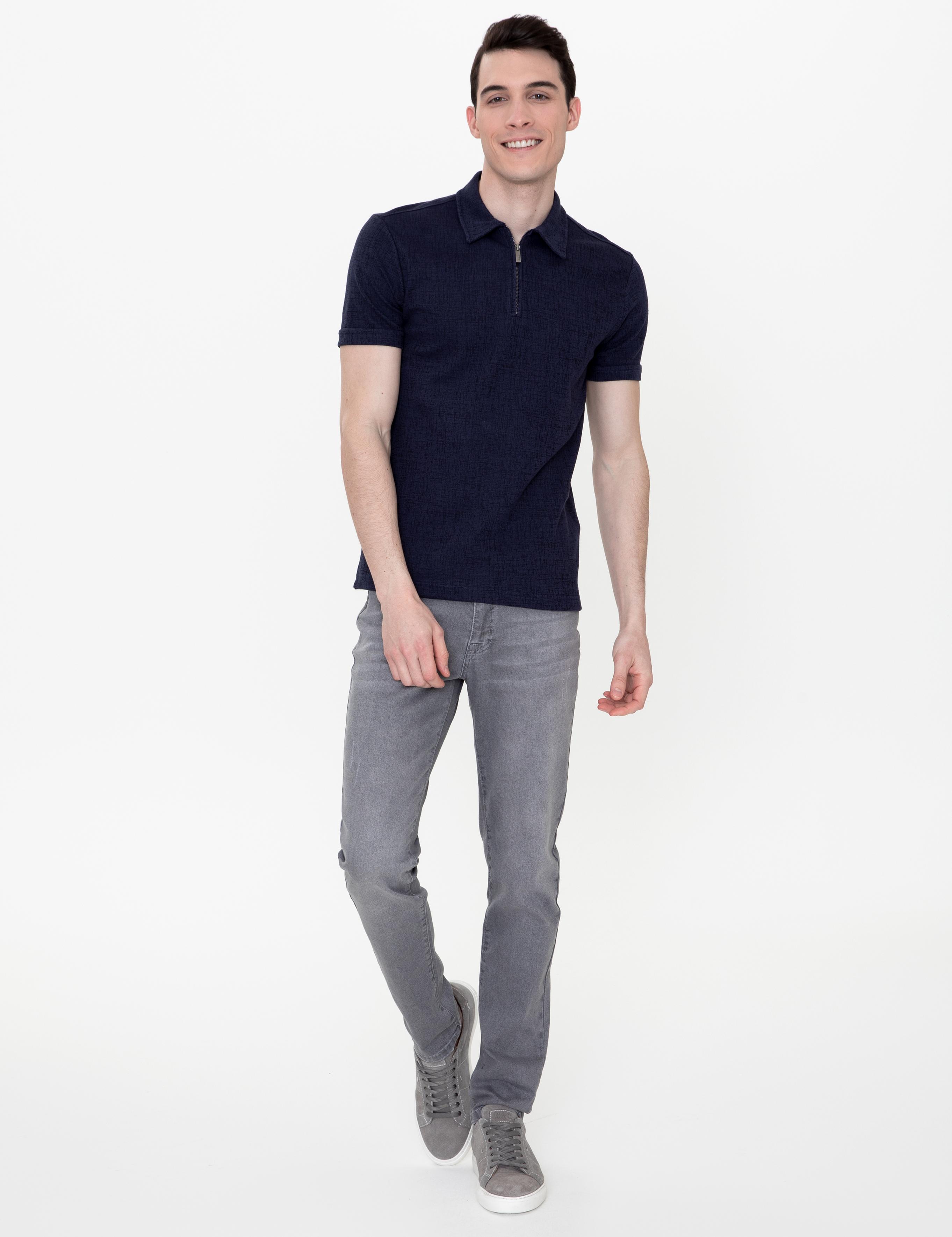 Lacivert Slim Fit Polo Yaka Tişört