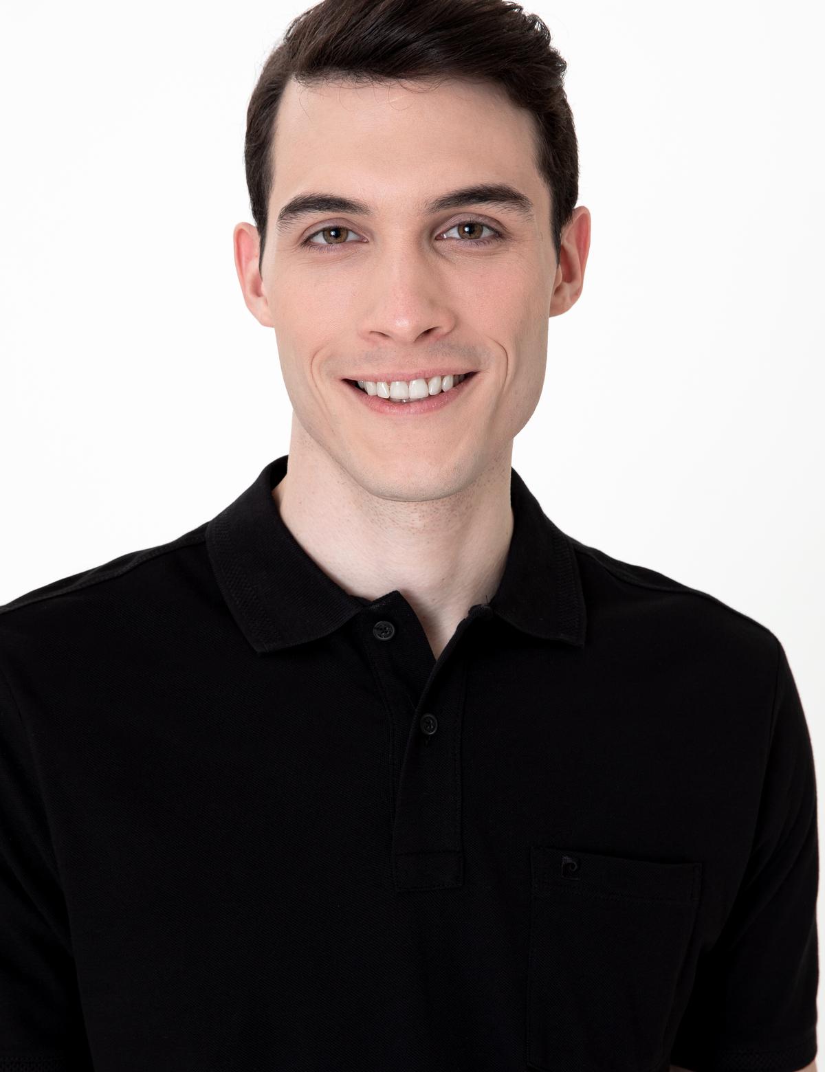 Siyah Regular Fit Polo Yaka Basic Tişört - 50250209048