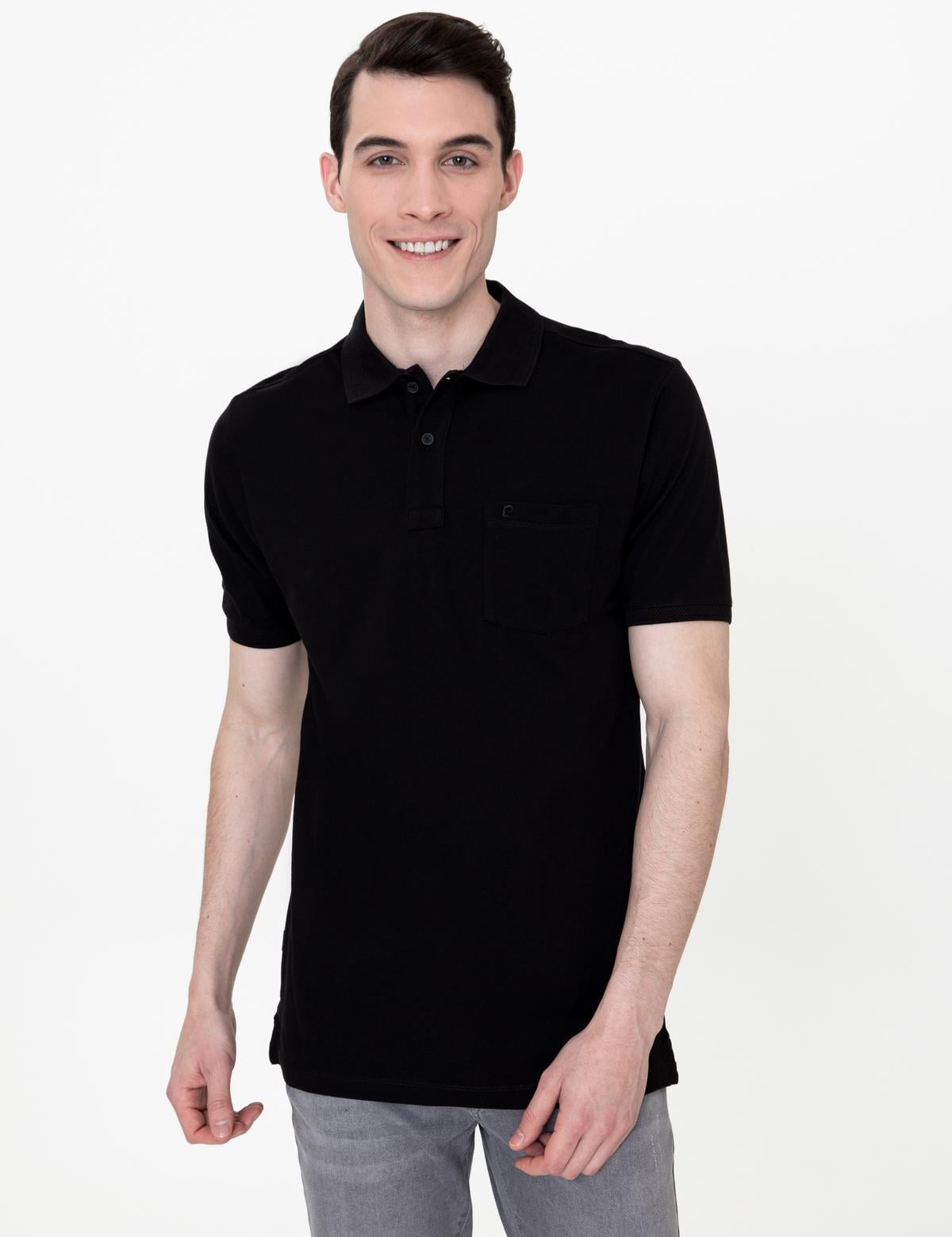Siyah Regular Fit Polo Yaka Basic Tişört