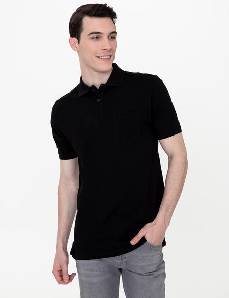 Siyah Regular Fit Polo Yaka Basic Tişört - 50250209048