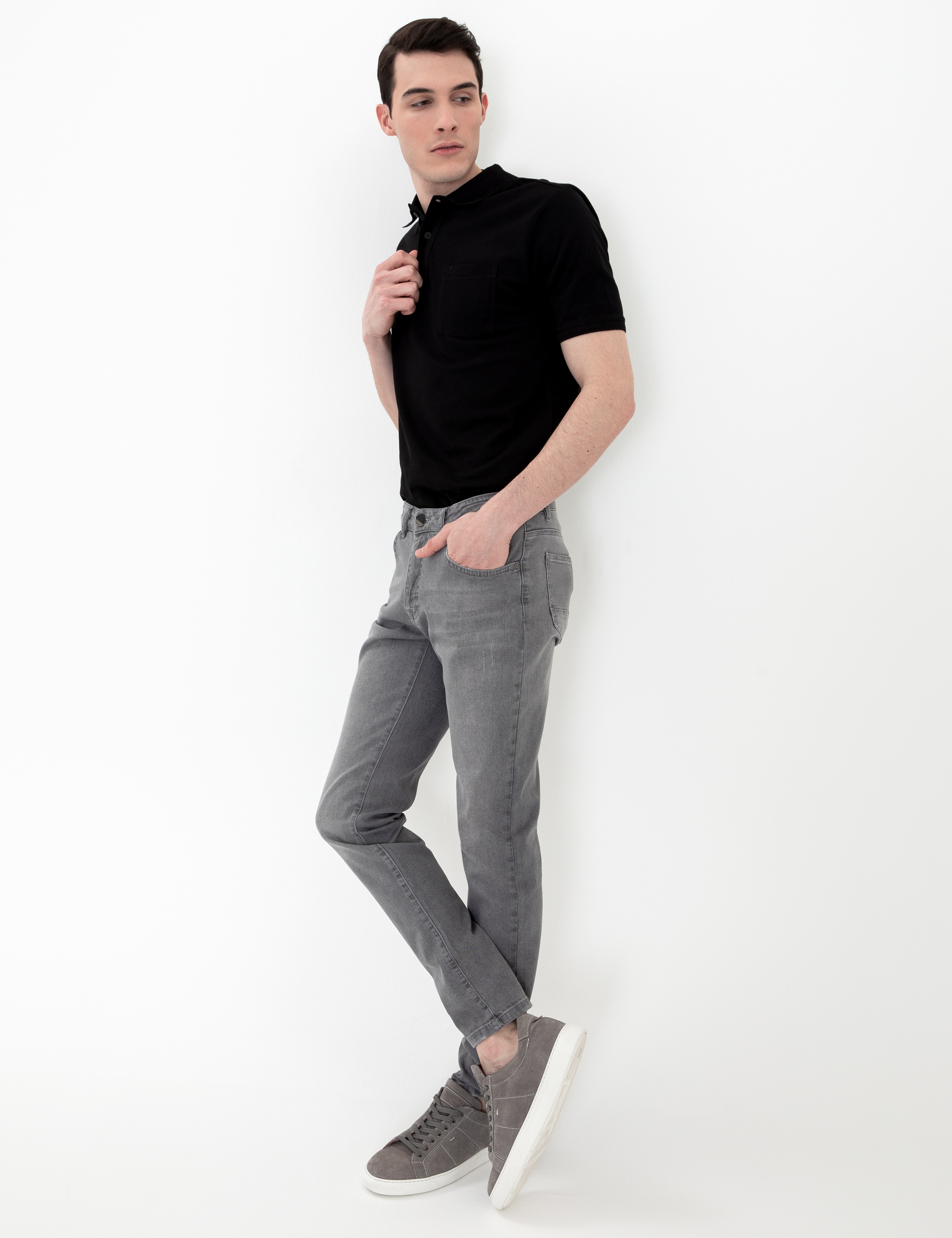Siyah Regular Fit %100 Pamuk Düğmeli Polo Yaka Basic Tişört