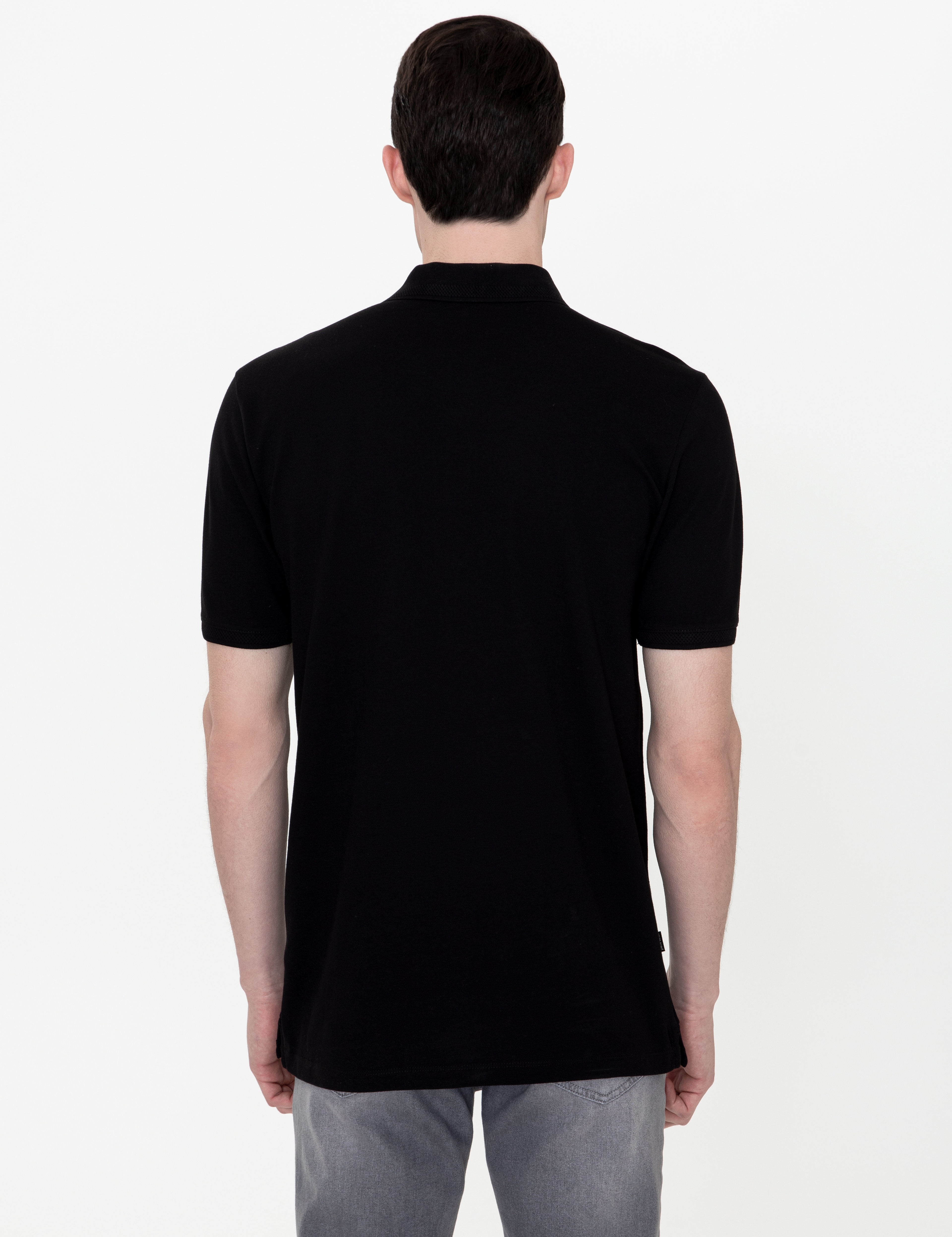 Siyah Regular Fit %100 Pamuk Düğmeli Polo Yaka Basic Tişört