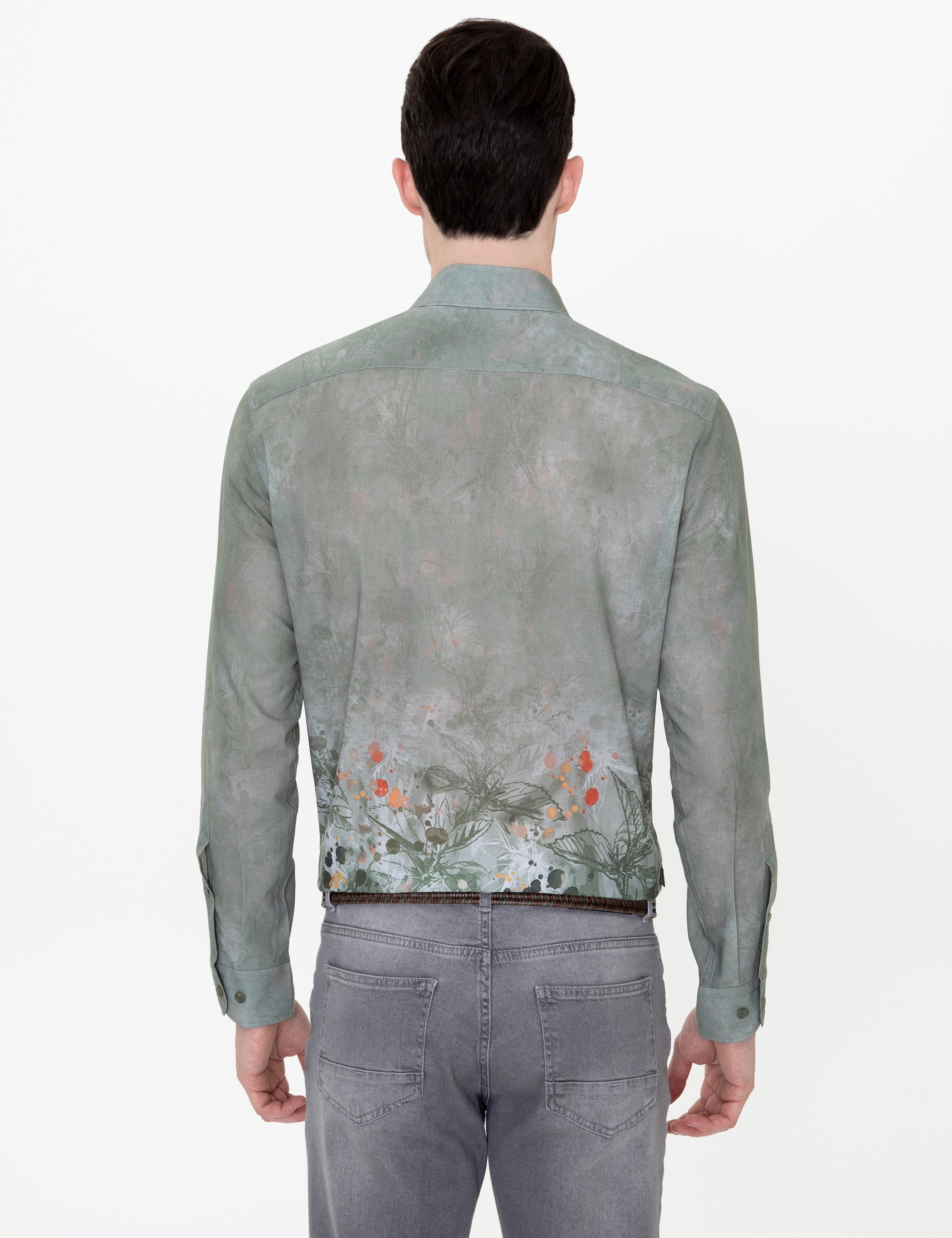 Haki Slim Fit Uzun Kollu Gömlek - Image 4