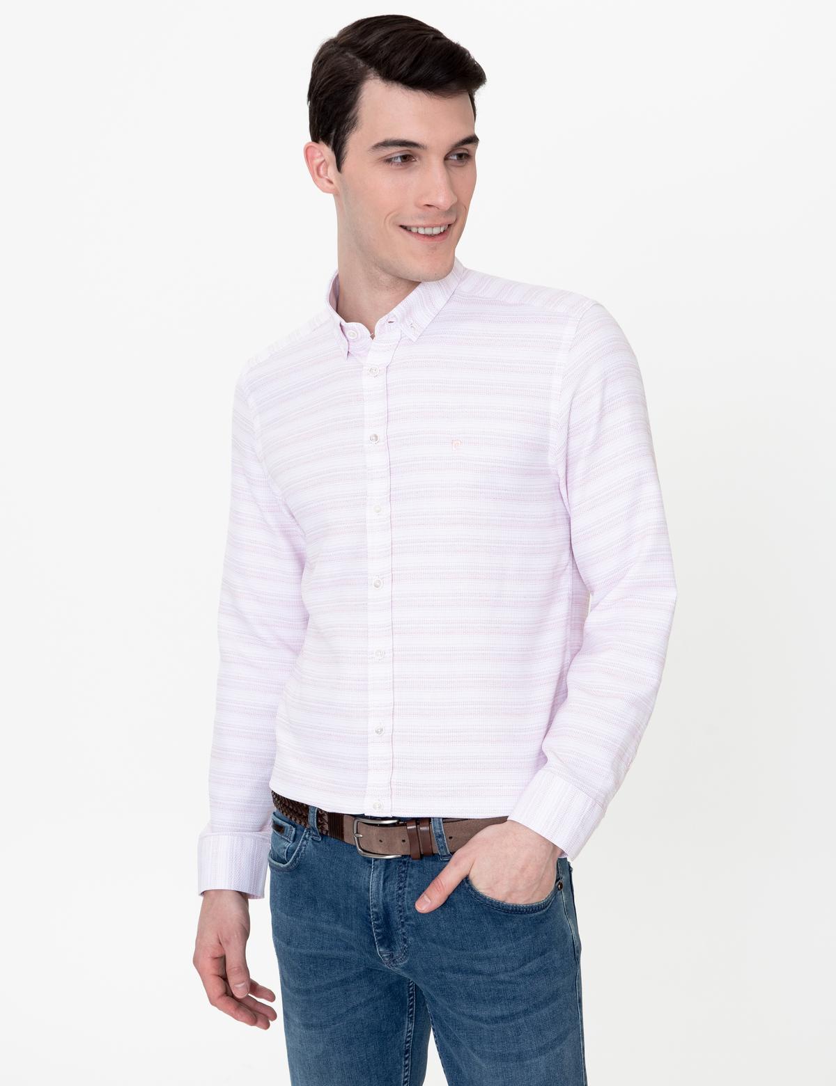 Gül Kurusu Slim Fit Uzun Kollu Gömlek - 50247126052