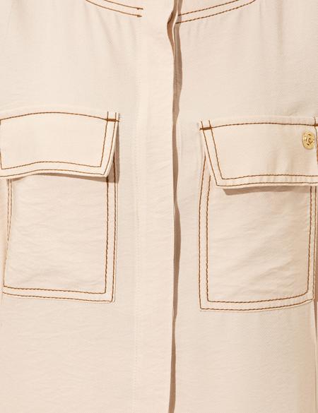 Krem Crop Top Uzun Kollu Gömlek - 50246386001