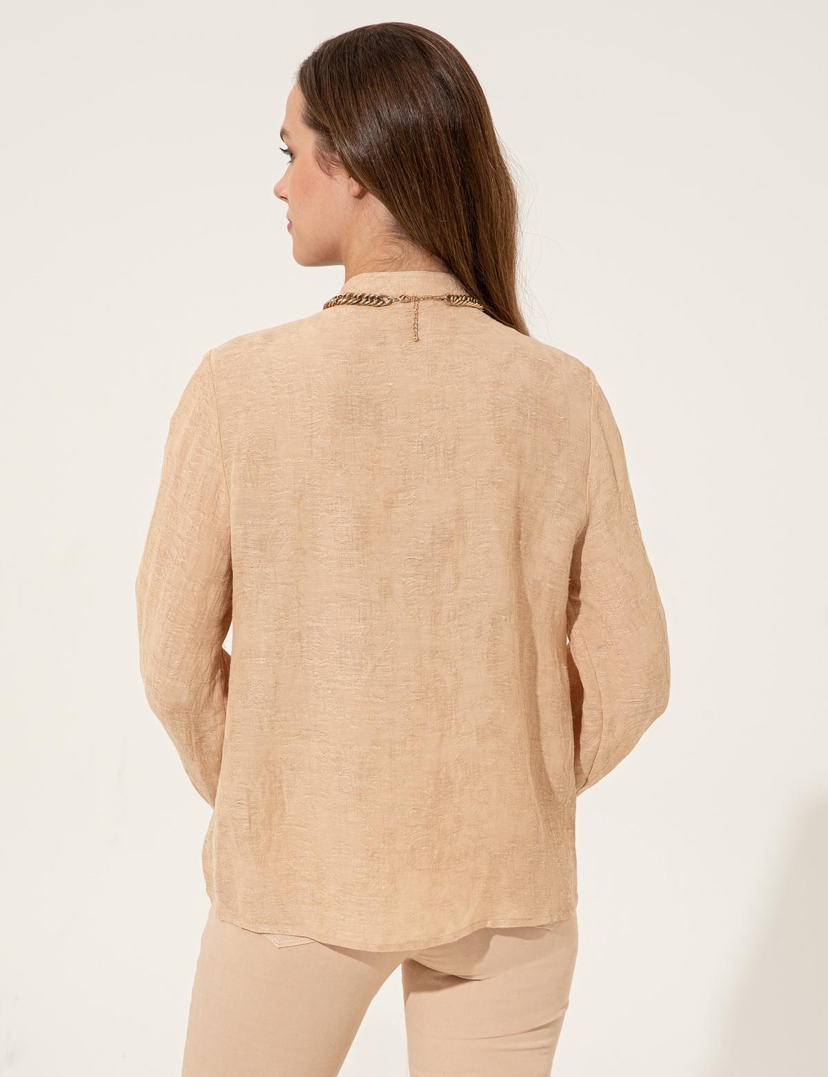 Bej Keten Karışımlı Gömlek - 50247491011