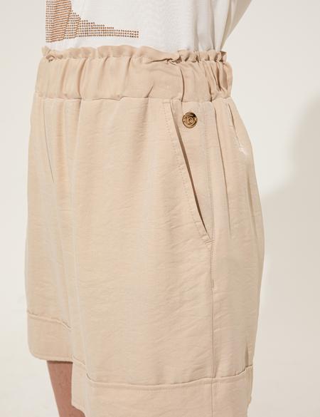 Bej Yüksek Bel Bermuda Şort - 50247876003