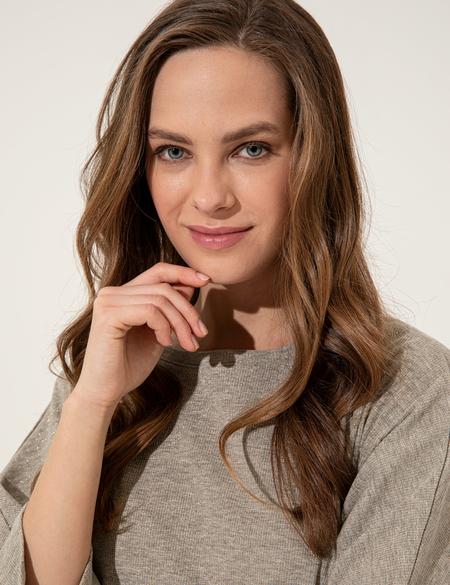 Gri Melanj Comfort Fit Tişört - 50246213003