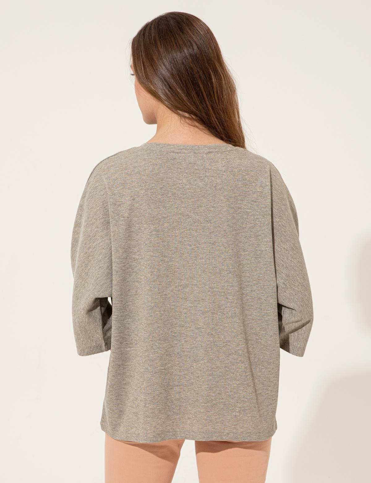 Gri Melanj Comfort Fit Tişört - 50246213003