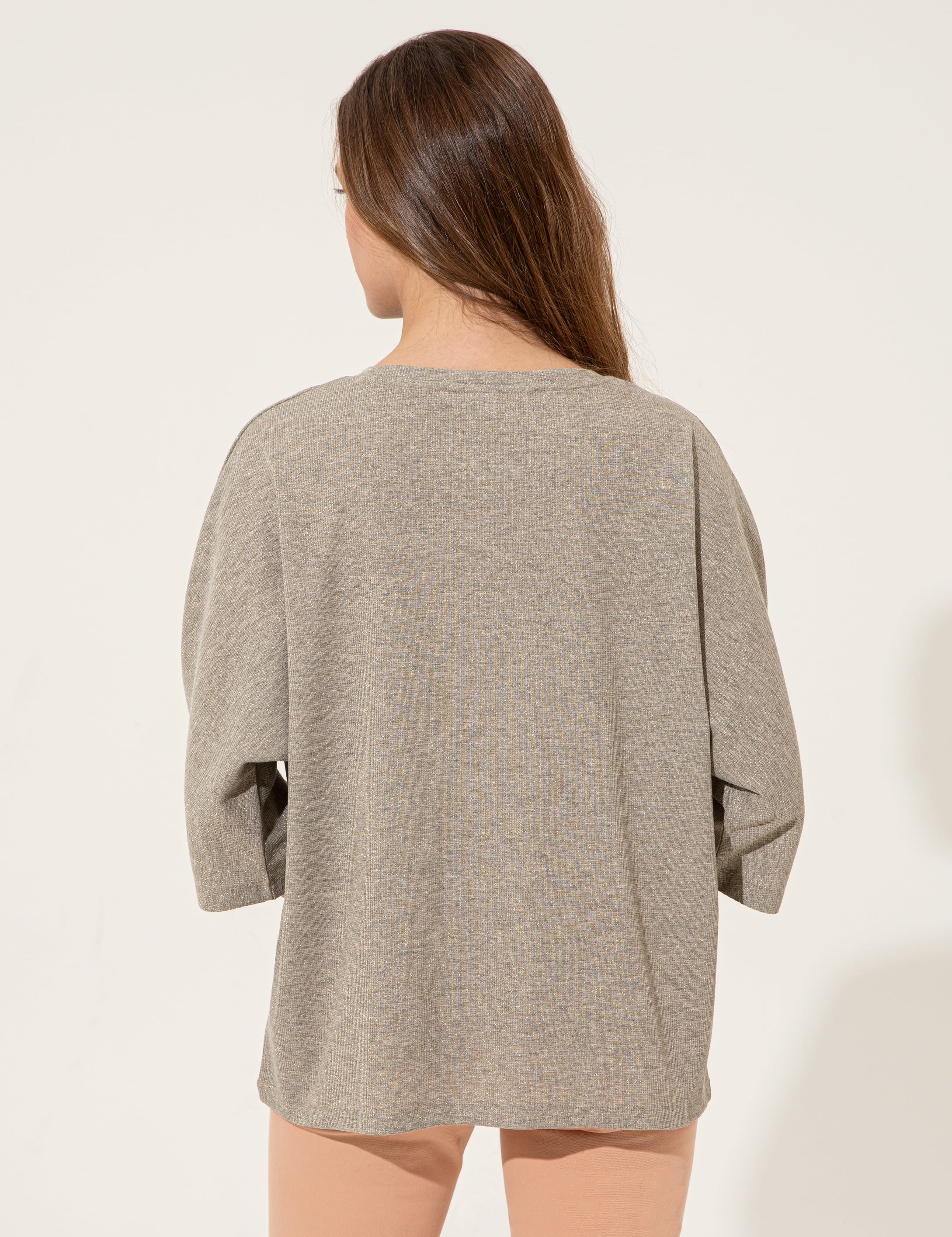 Gri Melanj Comfort Fit Tişört - Image 6