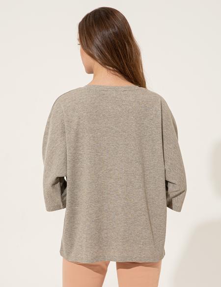 Gri Melanj Comfort Fit Tişört - 50246213003